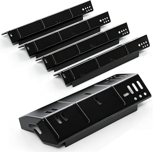 Grill Heat Plate Replacement Parts for Dyna-Glo 5 Burner DGH474CRP DGH485CRP DGH483CRP, Heat Plates for Dyna-Glo 4 Burner DGH450CRP Grills, Black Porcelain Steel Heat Plate, 5 Pack
