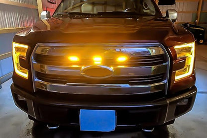 x xotic tech 3pcs Amber Lens Front Grille Marker LED Light Lamps w/Harness Wiring OE Fit Compatible with Ford F-150 F150 Raptor 2010-2014 & 2017-up(Amber 12-SMD)