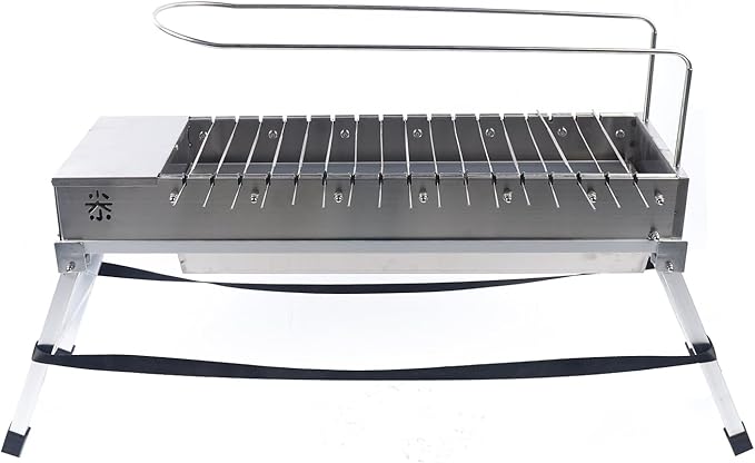 Barbecue Charcoal Grill Portable Stainless Steel Folding BBQ Kits Outdoor Camping Kebab Skewer Grill Kit for Home Garden Backyard Party Picnic Travel Cooking Use