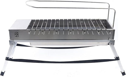 Barbecue Charcoal Grill Portable Stainless Steel Folding BBQ Kits Outdoor Camping Kebab Skewer Grill Kit for Home Garden Backyard Party Picnic Travel Cooking Use