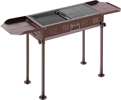 Charcoal Stainless Steel Barbecue Grill, Folding Barbecue Grill, Indoor Outdoor Portable, Height Adjustable, Camping Picnic Party for 5-10 People