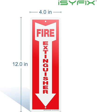iSYFIX Fire Extinguisher Aluminum Signs – 10 Pack 4x12 Inch – Laminated for Ultimate UV and Fade Resistance, Indoor and Outdoor, for Business, Schools, Hospitals, Home
