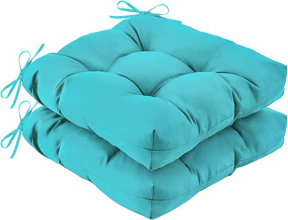 IASEAHK Outdoor Chair Cushions Set of 2, 19" x 19" x 5", Waterproof Outdoor Seat Cushions for Patio Furniture, Fade-Resistant Patio Chair Cushion, Dining Wicker Chair Pads for Porch Garden, Teal