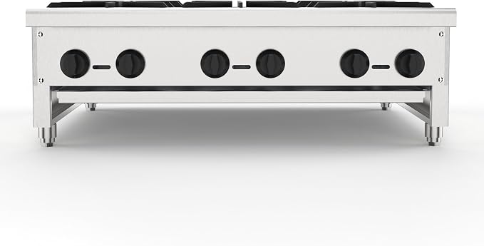 Stainless Steel Stoves,Portable Cooktop with 6 Burners–168,000 BTU,Comes with Conversion Kit for Both Propane & Natural Gas Cooktop Combo.Commercial Gas Stove for Restaurant & School Cafeteria.