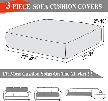 LA MEACK Couch Cushion Covers Seat Cushion Cover Stretch Couch Cover Separate Sectional Sofa Slipcovers Furniture Protector(3 Pieces for Seat or Sofa Backrest, White)