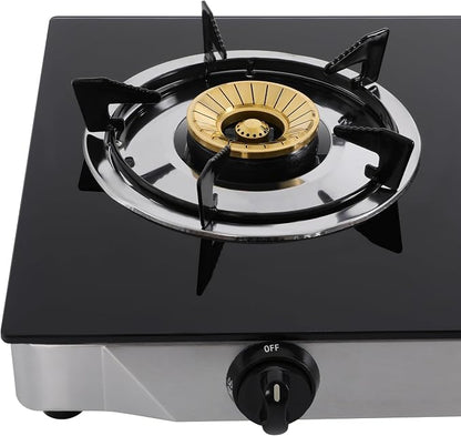 Gas Stove with 2 Burners, Portable Gas Stove with Independent Control, 2 Burners Gas Stove, Portable Tempered Glass Camping Burner, Countertop Gas Stove for Kitchen, Home and Commercial Use