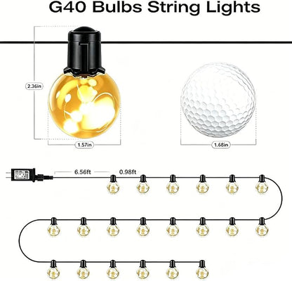 Outdoor String Lights Plug in, 25ft 20 LED Bulbs Hanging Patio Lights Dimmable with Timer & Remote, Globe Bulb Shatterproof & Waterproof for Outdoor Indoor Backyard Balcony Decor - Warm White