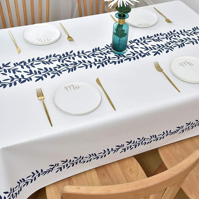 Wipeable Waterproof Tablecloth Vinyl Tablecloths for Rectangle Tables Heavy Duty PVC Tablecloth for Kitchen Dining Table(Rattan, 78'' x 54'')