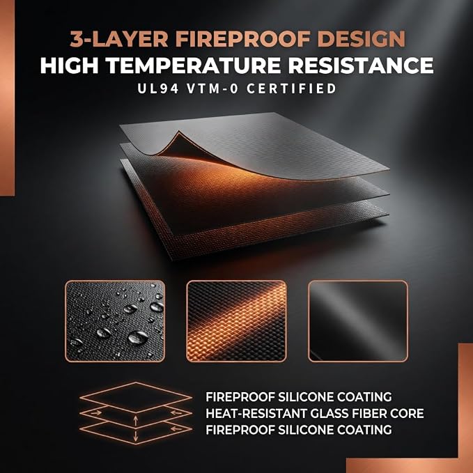 76 x 48 Grill Mat for Outdoor Grill, 32 mil Fire Resistant BBQ Pad | 32 mil XL under grill mat with fiberglass core; silicone fire coating helps protect decks, patios and fire pit areas.