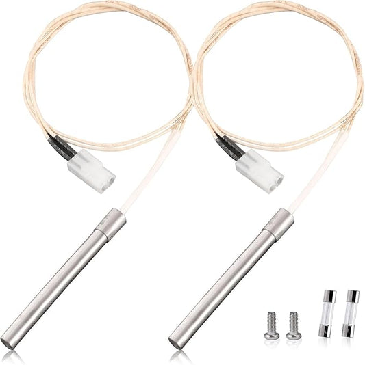 Upgraded 2.0 RPM Auger Motor Replacement Parts for Wood Pellet Grills Smokers Compatible with Pit Boss, Traeger, Camp Chef, Barbecue Accessories,120V 60Hz (2 Pack Hot Rod Ignitor)