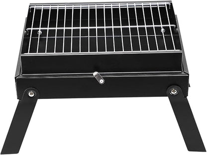 Portable Charcoal Barbecue Grill, Mini Stainless Steel Compact Grill for Travel, Outdoor Cooking and BBQ, Camping Grill Picnic Patio Backyard