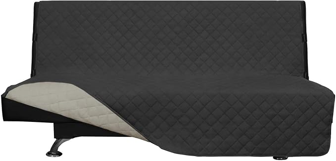 Easy-Going Reversible Couch Cover, Large Futon Sofa, Darkgray/Beige | Machine Washable Slipcover For Dogs, Water Resistant Furniture Mat For Living Room, Non-Slip Sofa Cover, Pet Friendly