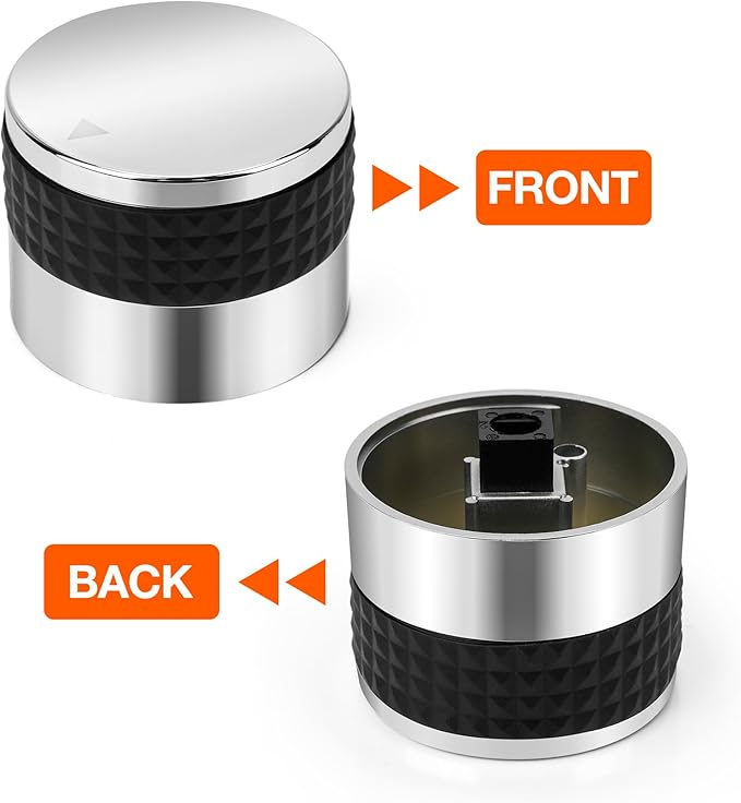 Only fire 4pcs Gas Grill Control Knobs, Chrome Plated Plastic Burner Knobs Replacement with D Shaped Valve Stem Fit for BBQ Gas Grills