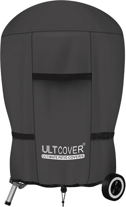 ULTCOVER Outdoor Waterproof Charcoal Kettle Grill Cover for Most 18 inch Round Smoker Size Up to 23” Dia x 32” H, Black