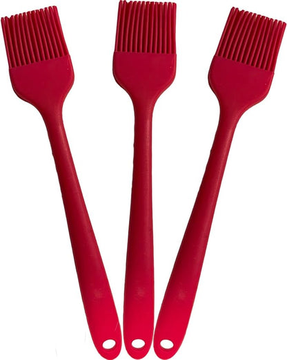 Pastry Brush For Baking,Silicone Basting Brush For Cooking,315°C Heat Resistant Food Brush for Oil & Sauce,Non-Shedding Kitchen Brushes for Butter Bread Meat Egg Wash Cake Baster(3pc Red)