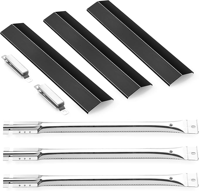 Grill Replacement Parts for Oklahoma Joe's Longhorn Combo 3-Burner Charcoal/Gas Smoker, Heat Plate Shield 1767017 1767054 16202046 Grill, Grill Parts Burner Tube & Crossover Tubes for Oklahoma Joe