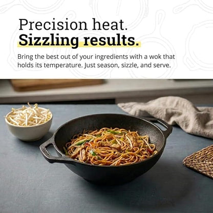 Lodge 9 Inch Cast Iron Mini Wok with Dual Loop Handles – PFAS FREE Pre-Seasoned Small Stir Fry Pan – Stovetop & Oven Safe Heavy Duty High-Heat Retention Pan – Made in USA