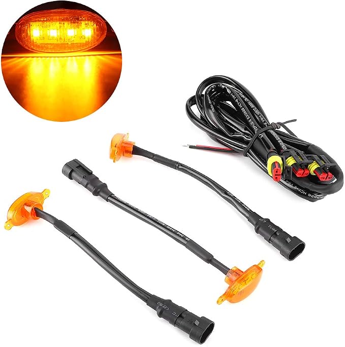 3Pcs Bumper Grille Lights Amber Yellow Front Lamp For // 2014-2017 Easy Install