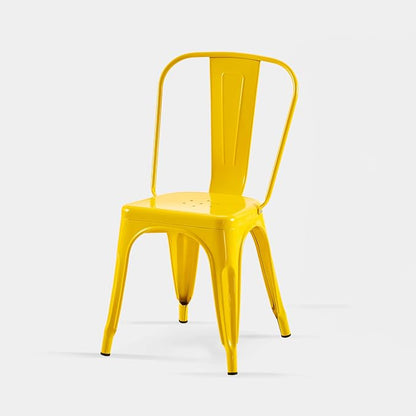 AC Pacific 18 Inch Seat Height Industrial Metal Dining Chairs, Stackable Kitchen or Bar Seat, Durable Modern Design, Versatile Accent Furniture, Set of 2, Yellow