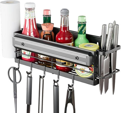 LIVOD Griddle Caddy - Magnetic Tool Holder for Blackstone Grills (17"-36") with Paper Towel Holder & Knife Rack
