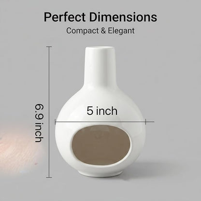 White Ceramic Incense Holder, Handmade Incense Burner for Sticks Cones Backflow, Palo Santo Holder Sage Burner with Ash Catcher, Meditation Accessories Aromatherapy Gift Set