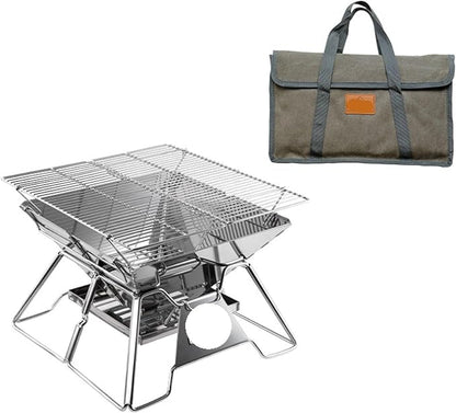 Charcoal Grills Folding Portable Stainless Steel Barbecue Stove Grill BBQ Oven Outdoor Barbecue Utensils Stainless Steel Foldable Barbecue Grill for Garden Outdoor Cooking ( Color : A , Size : 35*35*2