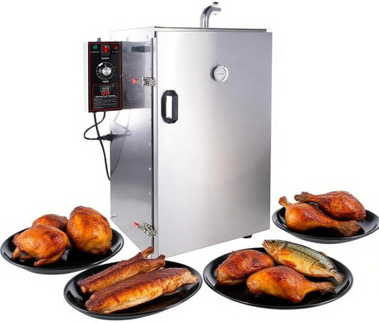 CLIVIA Electric Vertical BBQ Smoker, 4 Layers Outdoor Smoker Oven with Digital Temperature&Time Controller, Barbecue Cooking, Grilling Smoking for Fish, Sausage, Jerky (DSH-S20B)
