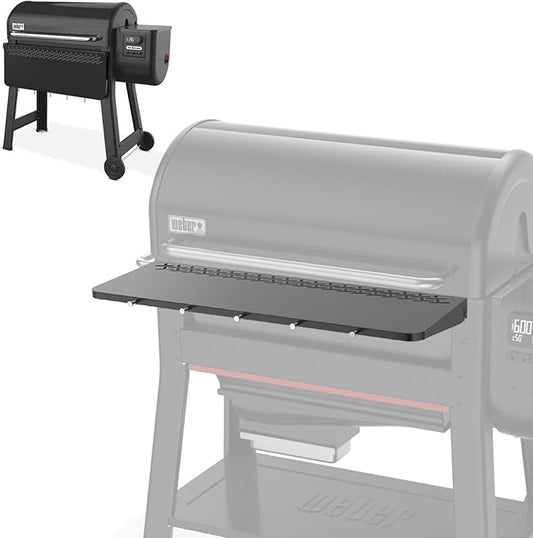 36" Front Folding Table for Weber Searwood 600 XL Pellet Grill with 5 Tool Hooks, Grill BBQ Prep Table Accessory, 425+ Sq In Workspace, 40 lb Load Capacity, Locking Fold-Down Design