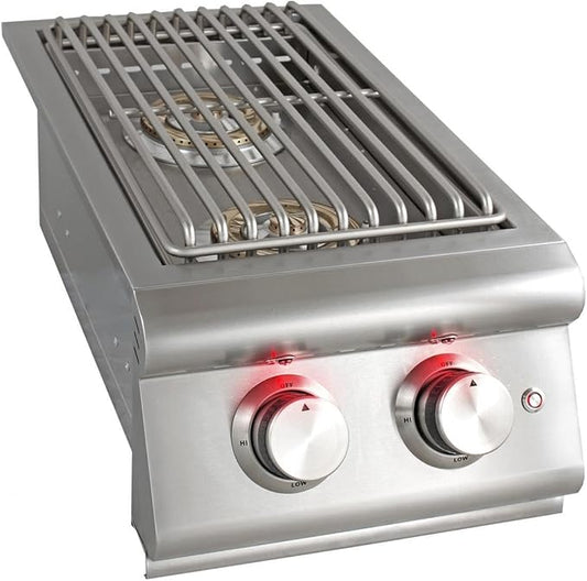Heavy-Duty Stainless Steel Outdoor | Blaze Double Side Burner Propane LP Grill Barbeque | LED Lights Thermometer | Best Of Backyard For Grilling Masters | BLZ-SB2LTE-LP