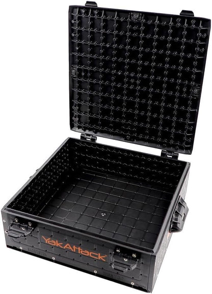 YakAttack ShortStak Solo Storage Box - Size & Color Options | Standalone Low-Profile Crate with Lid, Hinges & Latches | GridLoc Mounting Panels | Slider Feet for Under-Seat Use | Made in USA
