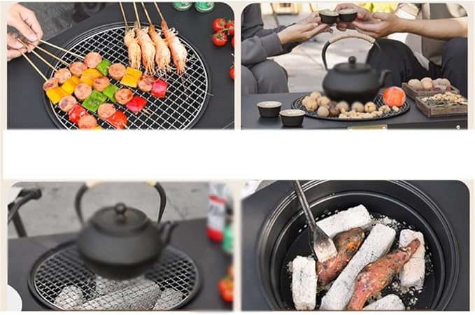 Barbecue Grill Tea Boiling Stove Hearth Charcoal Combined