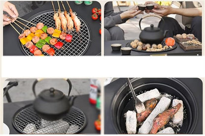 Barbecue Grill Tea Boiling Stove Hearth Charcoal Combined