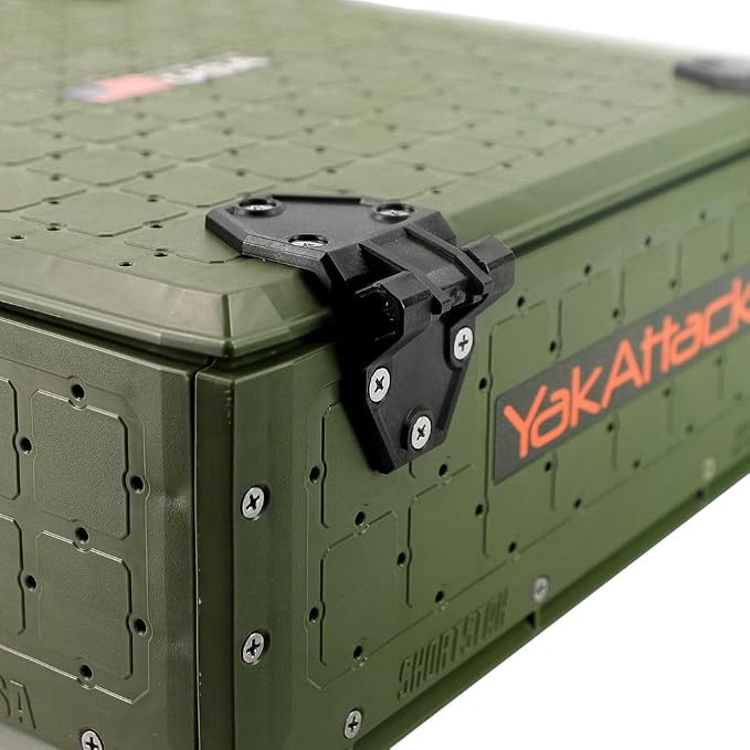 YakAttack ShortStak Solo Storage Box - Size & Color Options | Standalone Low-Profile Crate with Lid, Hinges & Latches | GridLoc Mounting Panels | Slider Feet for Under-Seat Use | Made in USA