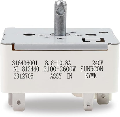 316436001/316021501 Surface Element Burner Infinite Switch,Surface Burner Control Switch Replace Parts 1155395, AP3885460, PS1145040, EAP1145040, Compatible with Frigidaire for Kenmore (8 Inch)