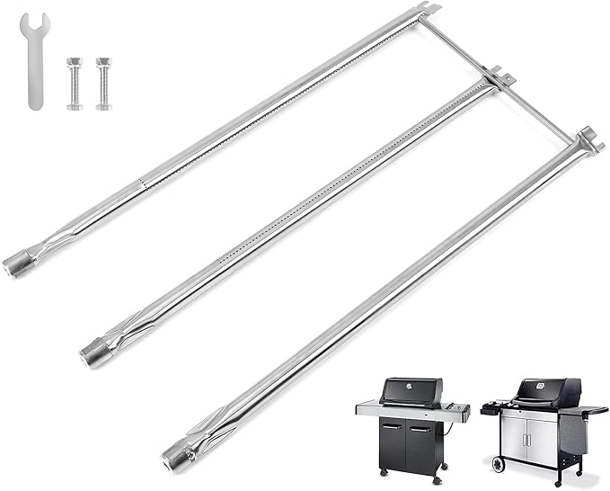 QuliMetal 7508 Grill Burner Tube for Weber Genesis Silver B/C Gold B/C, Spirit 700, Spirit E-310, E-320 (Side Control Grills), Weber 900 Grill Parts, 304 Stainless Steel Gas Grill Burner Tube Kit