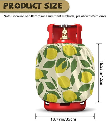 Lemon Propane Tank Cover Fits Standard 20 lb Tank Cylinde Travel Trailer Propane Covers with Elastic Slip in Gas Cover Water & Wear-Resistant for Outdoor and Indoor Use