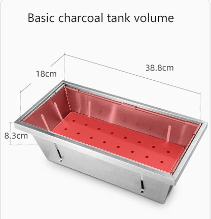 Portable Charcoal Grill BBQ Grill, Stainless Steel Foldable Charcoal Barbecue Smoker BBQ Garden BBQ with Height Adjustable Charcoal Tray, for Maximum Cooking Control,Basic Model