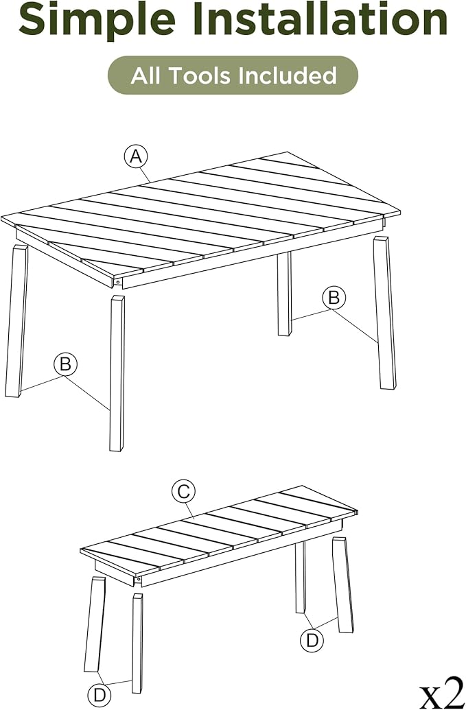 3 Pieces Acacia Wood Table with 2 Benches Dining Set Outdoor Indoor Furniture, Picnic Beer for Patio, Porch, Garden, Poolside - Natural