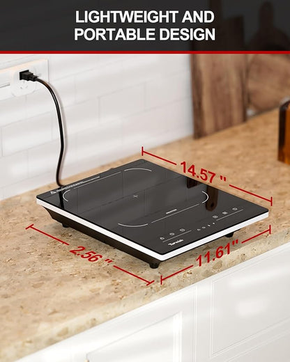 TOPWISH Portable Induction Cooktop, Hot Plate Countertop Burner with 10 Temp Levels, Timer, Auto-Shut-Off, Touch Panel, LED Display, Auto Pot Detection, Child Safety Lock