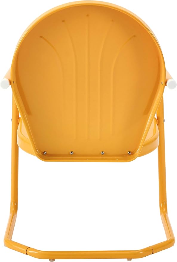 Crosley Furniture Griffith Outdoor Chair, Retro Metal Patio Chairs for Dining, Porch, Deck, Balcony, Tangerine