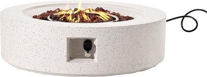 HOMPUS Outdoor Round Propane Fire Pit Table, 41" CSA Certified Fire Table,50000 BTU Fire Pit w Free Waterproof Cover & Fire Stone for Patio