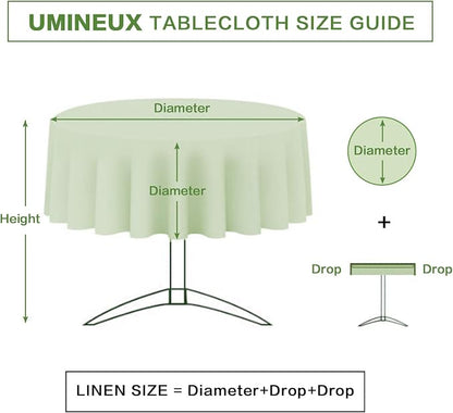 UMINEUX Outdoor Tablecloth with Umbrella Hole and Zipper, Spring/Summer Waterproof Table Cover for Picnic/BBQ/Garden(60" Round,Blue&Green)