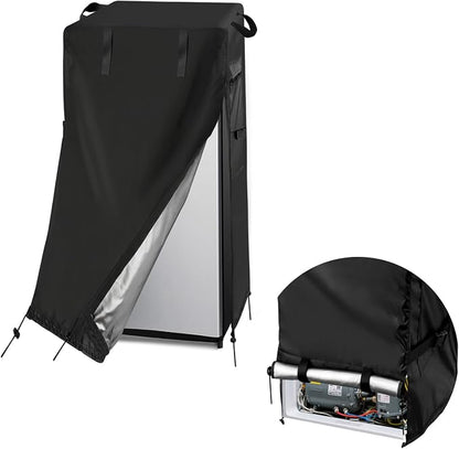 24W Refrigerator Cover with Air Vent for Most 10 Cu.ft Beverage Fridge | New Upgarde,24x26x60,Waterproof Dustproof Heavy Duty Oxford Fabric,for Most 10 Cubic Feet Upright Freezer for Outside