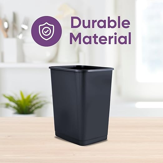 Superio Small 1.25 Gallon Plastic Trash Can, Waste Bin for Under Desk, Office, Bedroom, Bathroom- 5 Qt, (Dark Grey)