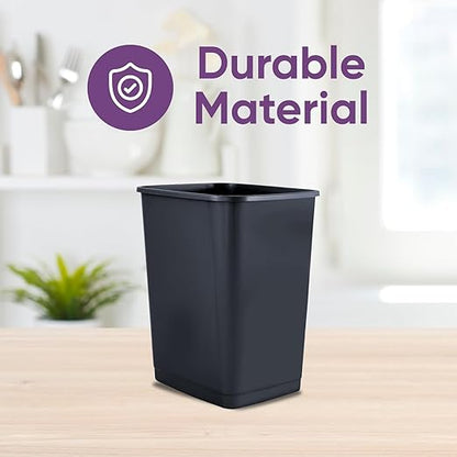 Superio Small 1.25 Gallon Plastic Trash Can, Waste Bin for Under Desk, Office, Bedroom, Bathroom- 5 Qt, (2, Dark Grey)