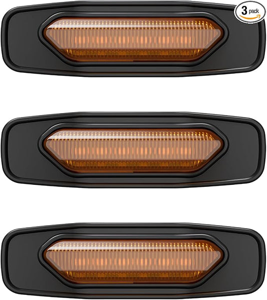 xipoqix 3PCS LED Front Grille Lights Compatible with 2022-2024 Ford Maverick XLT Yellow Decorative Grille Lamps with Fuse Wire Replacement for 2022-2024 Ford Maverick Accessories