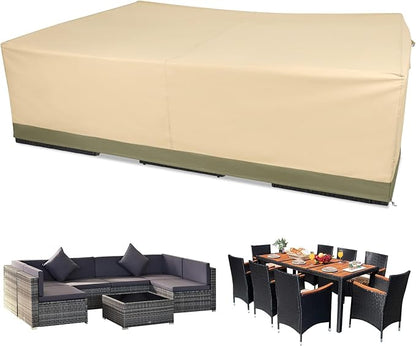 BPS Patio Furniture Cover for Outdoor Table and Chairs, 600D Waterproof and Anti-UV Patio Sectional Set Cover for Outside General Purpose Furniture, 112''L x 84''W x 32''H