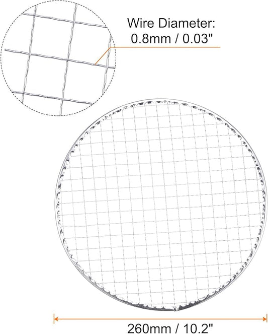 HARFINGTON 5pcs Round BBQ Grill Net 10.2" Dia Galvanized Iron Barbecue Mesh Mat for Baking Smoking Charcoal Grilling Roasting