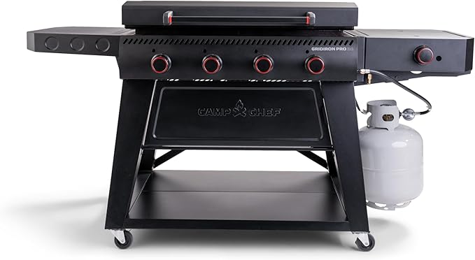 Camp Chef Gridiron Pro- 36" Outdoor Griddle Grill with Side Burner, Flamethrower Ignition & Hinged Lid - Premium 36" Flat Top Grill for Outdoor Cooking