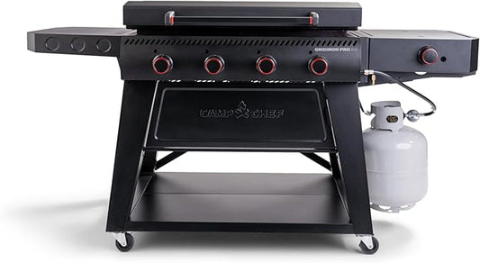 Camp Chef Gridiron Pro- 36" Outdoor Griddle Grill with Side Burner, Flamethrower Ignition & Hinged Lid - Premium 36" Flat Top Grill for Outdoor Cooking